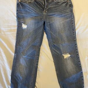 Forever 21 Blue Distressed Straight Leg Jeans